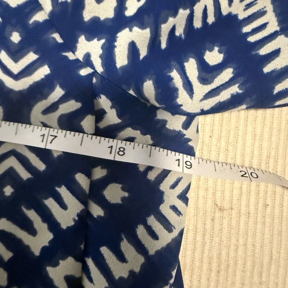 Olivaceous Blue and White Tie Front Blouse - Picture 7 of 8